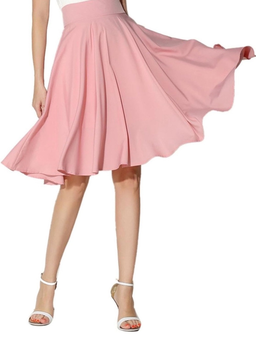 High-Waist Pink Circle Skirt for Women